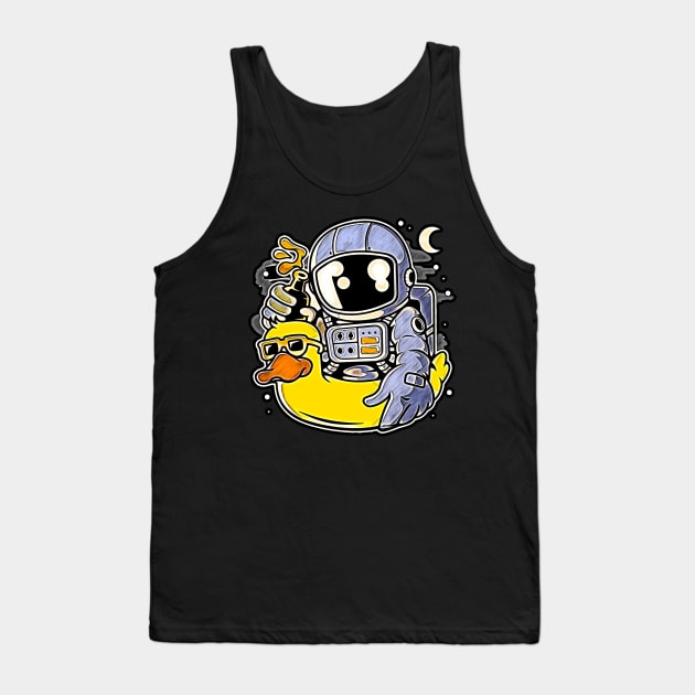 Astronaut Duck Balloon • Funny And Cool Sci-Fi Cartoon Drawing Design Great For Anyone That Loves Astronomy Art Tank Top by TeesHood